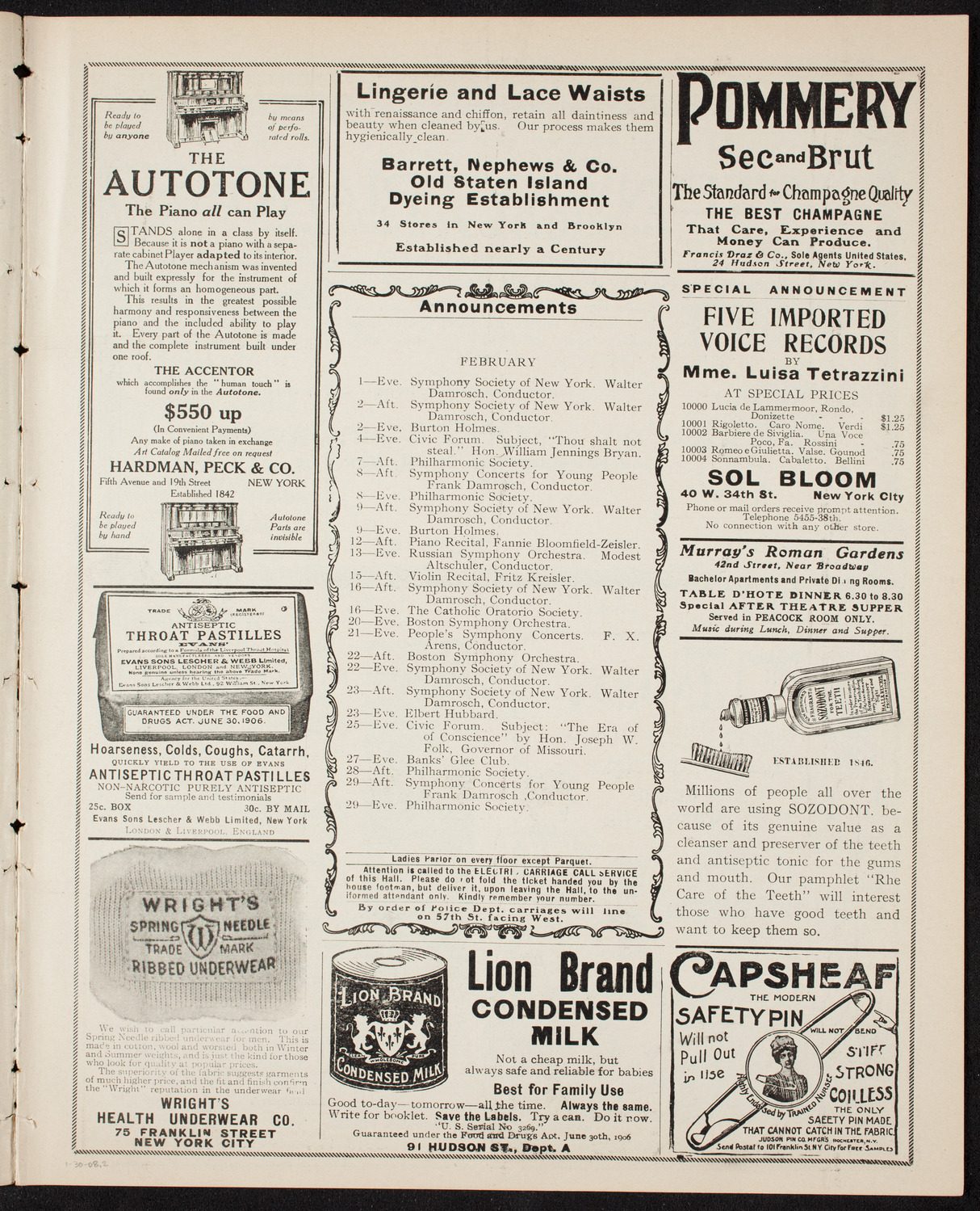 Russian Symphony Society of New York, January 30, 1908, program page 3