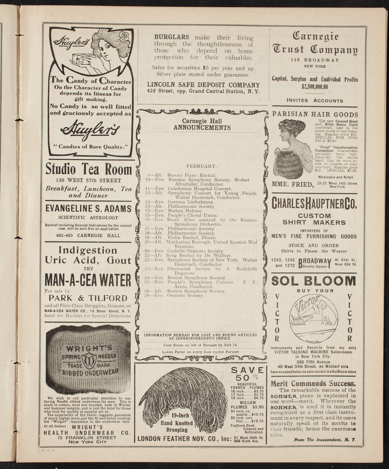 New York Symphony Orchestra, February 8, 1910, program page 3