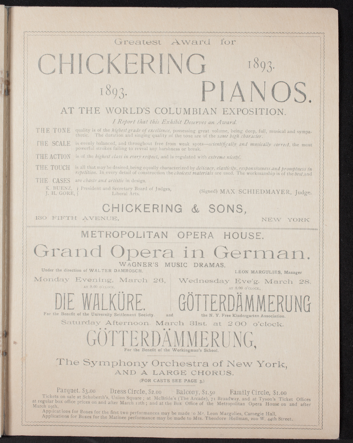 Damrosch Sunday Concert, March 11, 1894, program page 7