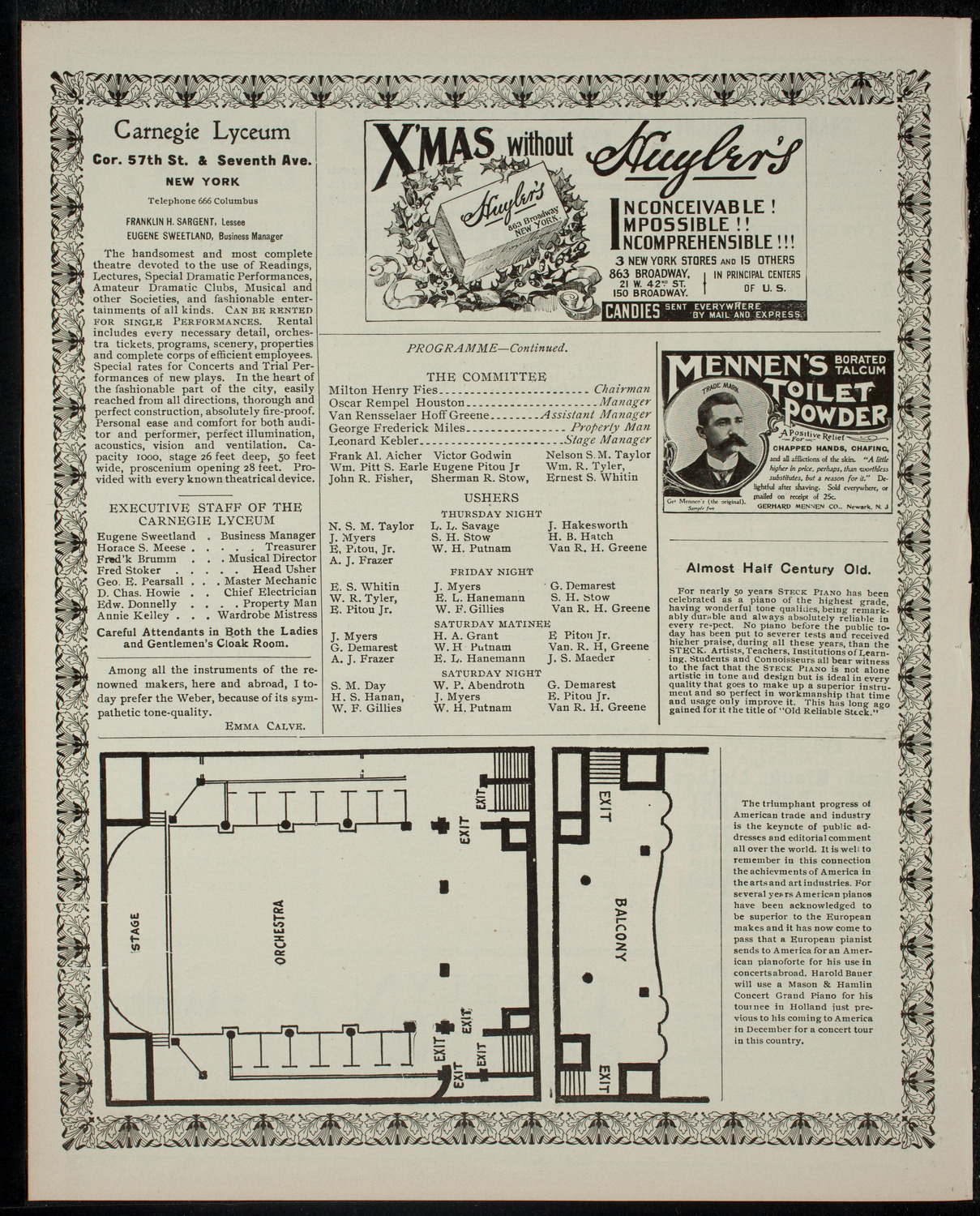 Columbia Sophomore Dramatic Association: The 1904 Sophomore Show, December 20, 1901, program page 4