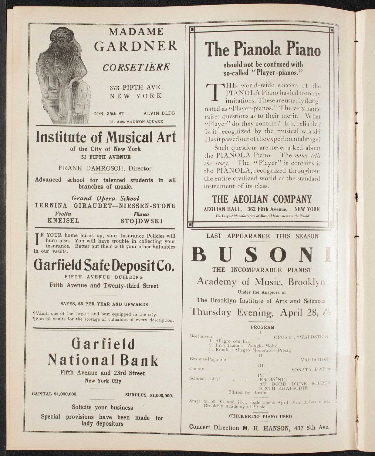 Meeting: The League for Political Education, April 21, 1910, program page 6