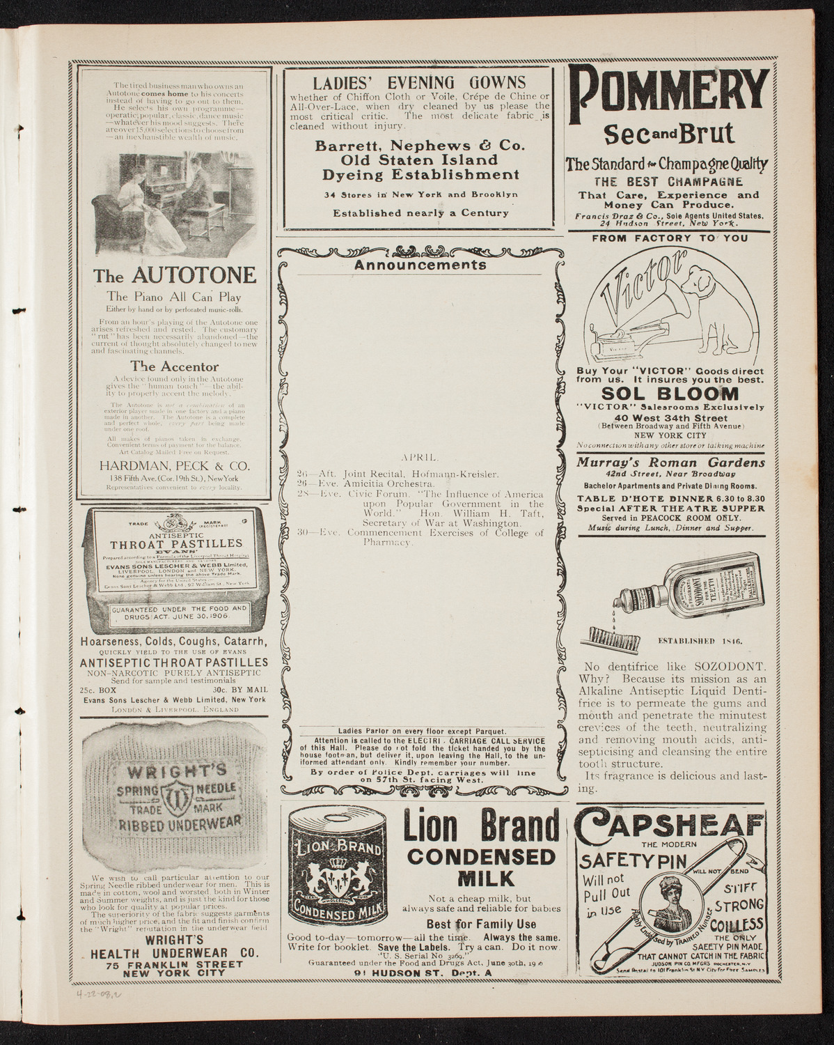 The Civic Forum, April 22, 1908, program page 3