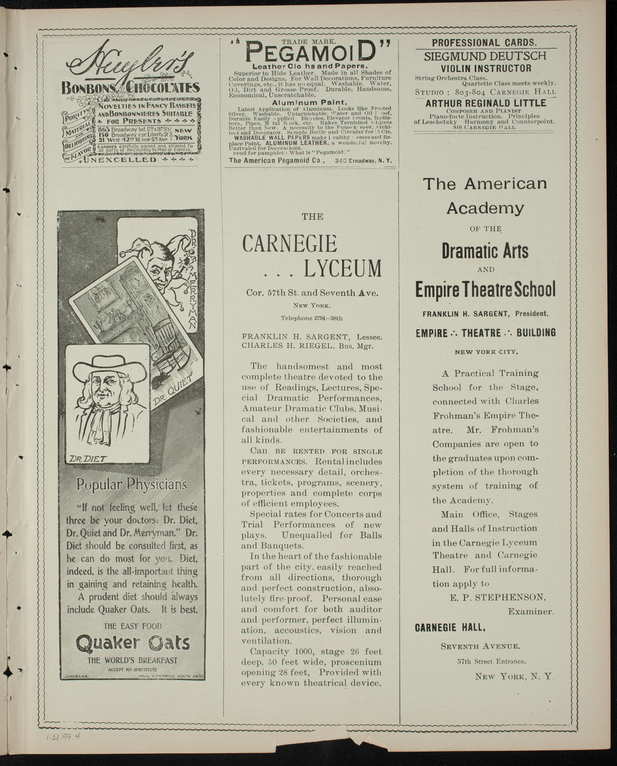 Comparative Literature Society Saturday Morning Conference, January 21, 1899, program page 7