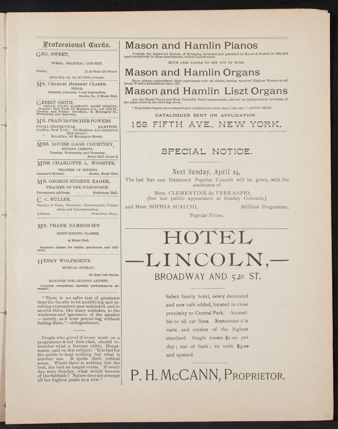 Anna Luella Kelly, April 22, 1892, program page 5