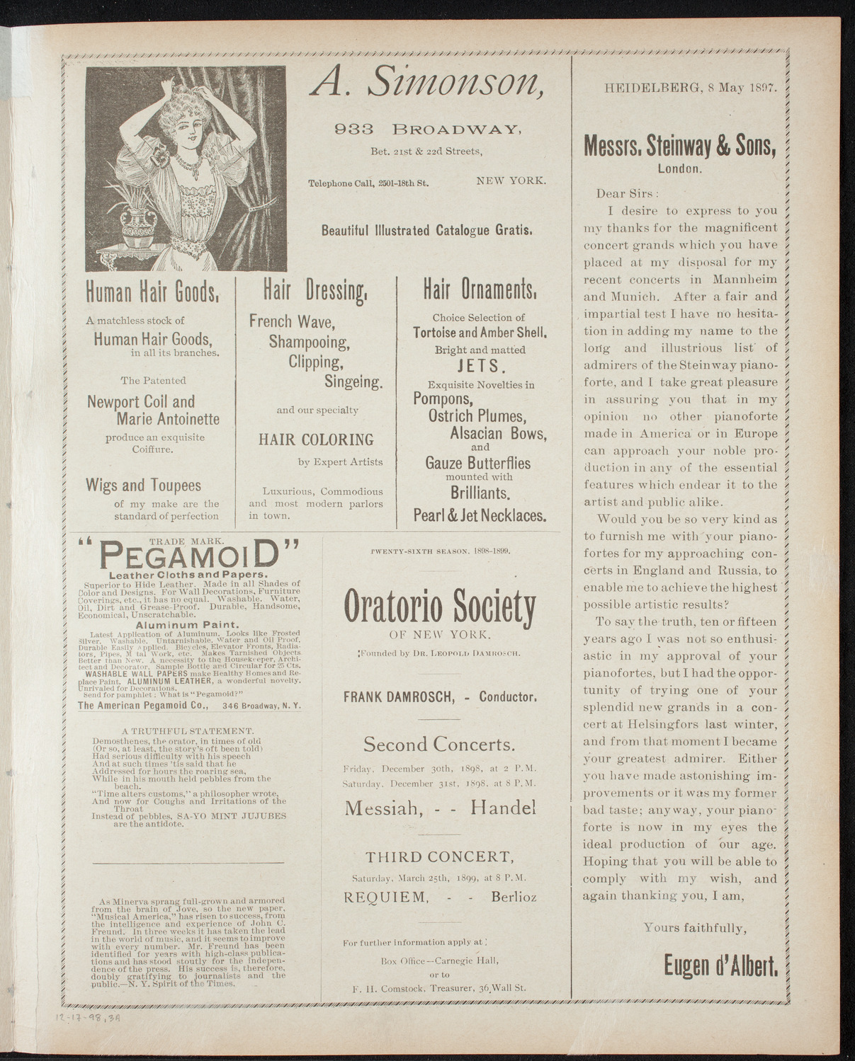 Symphony Concert for Young People, December 17, 1898, program page 5