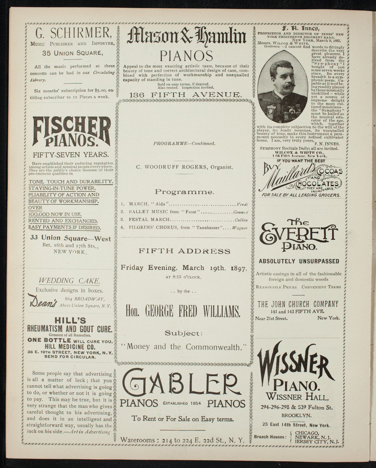 Lecture by Charles A. Towne, March 11, 1897, program page 6