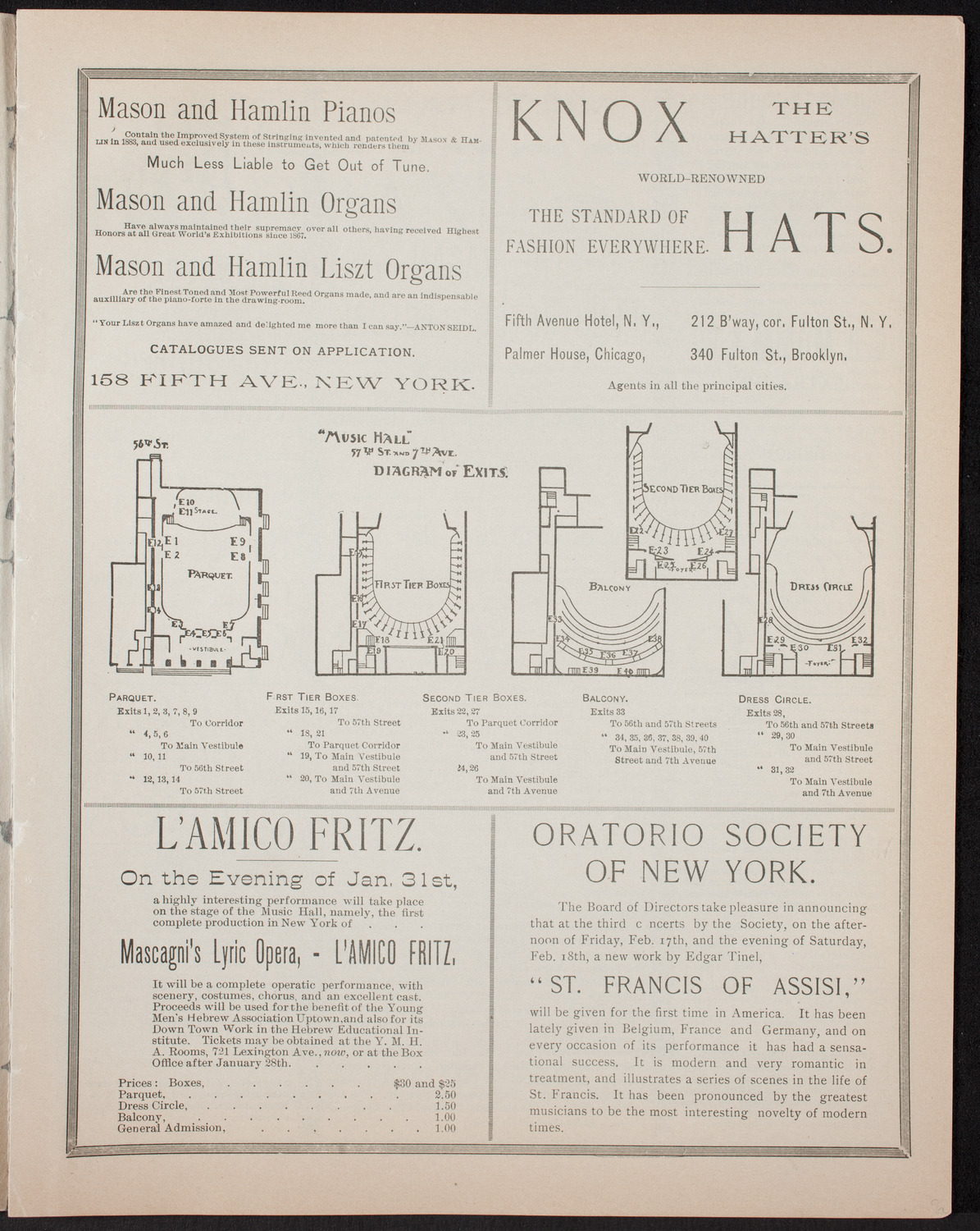 Lecture on Shakespeare and the Avon, January 12, 1893, program page 3