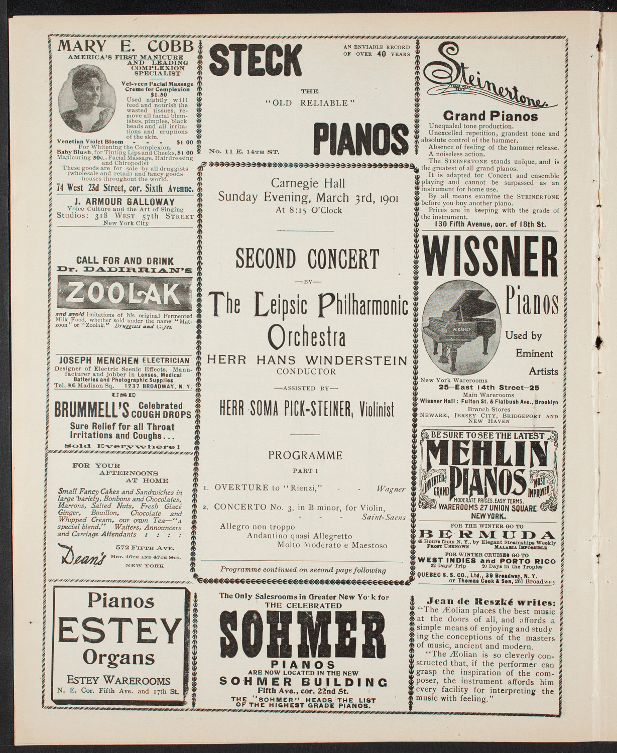 Leipzig Philharmonic Orchestra, March 3, 1901, program page 4