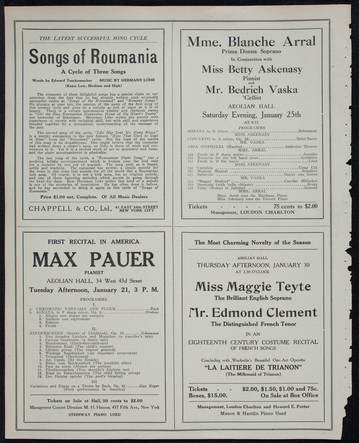 Alice Nielsen and John McCormack, January 19, 1913, program page 10