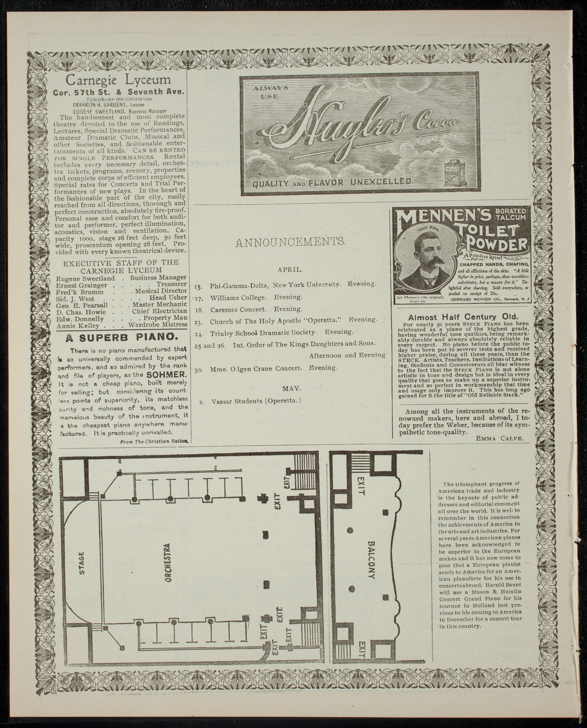 Nu Epsilon Chapter of Phi Gamma Delta presents "A Regular Flirt", April 15, 1902, program page 4