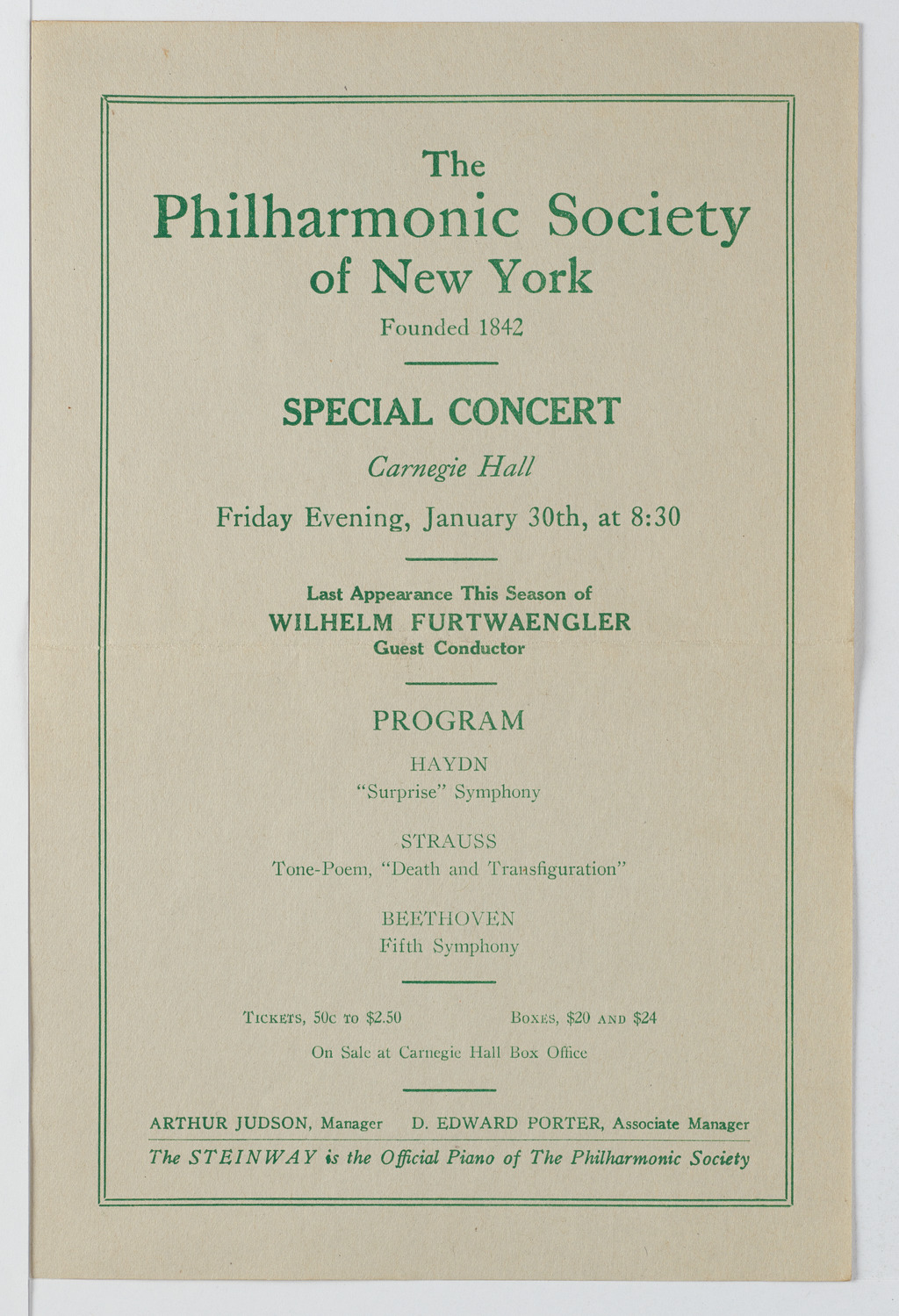 New York Philharmonic, January 30, 1925