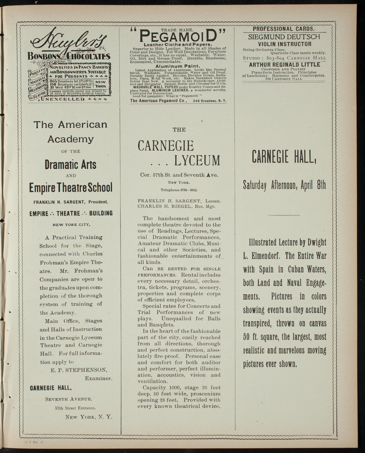 Amateur Comedy Club, April 7, 1899, program page 7