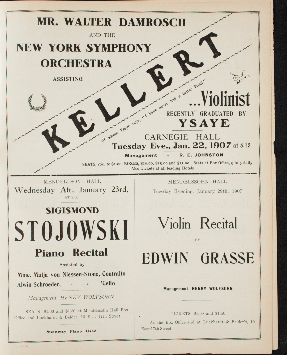 Boston Symphony Orchestra, January 12, 1907, program page 11
