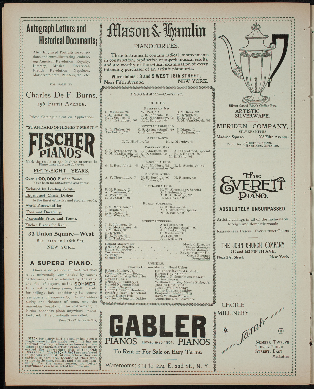 Columbia University Musical Society, February 27, 1899, program page 6