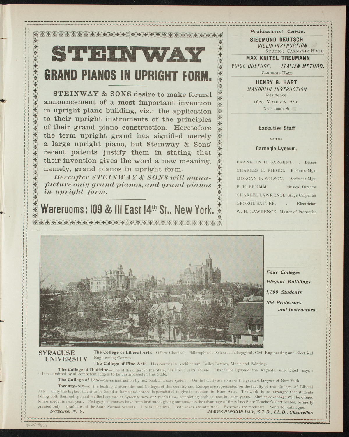 The People's Institute/ Lecture: Labor Problems, March 25, 1898, program page 5
