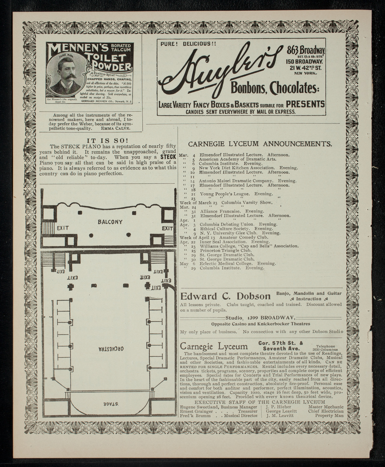 Elmendorf Lecture: Martinique and the Lesser Antilles, March 4, 1903, program page 4