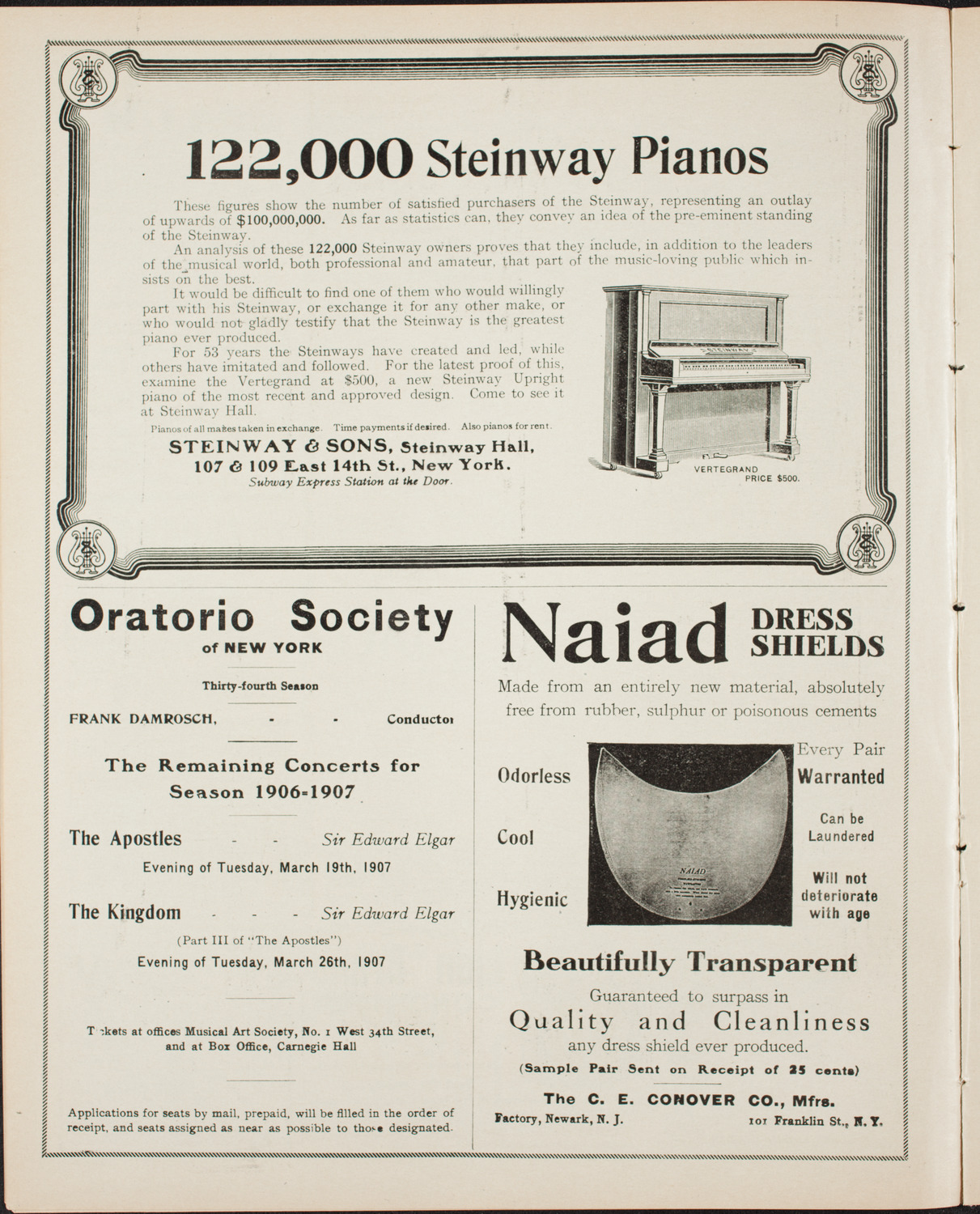 New York Philharmonic, February 9, 1907, program page 4