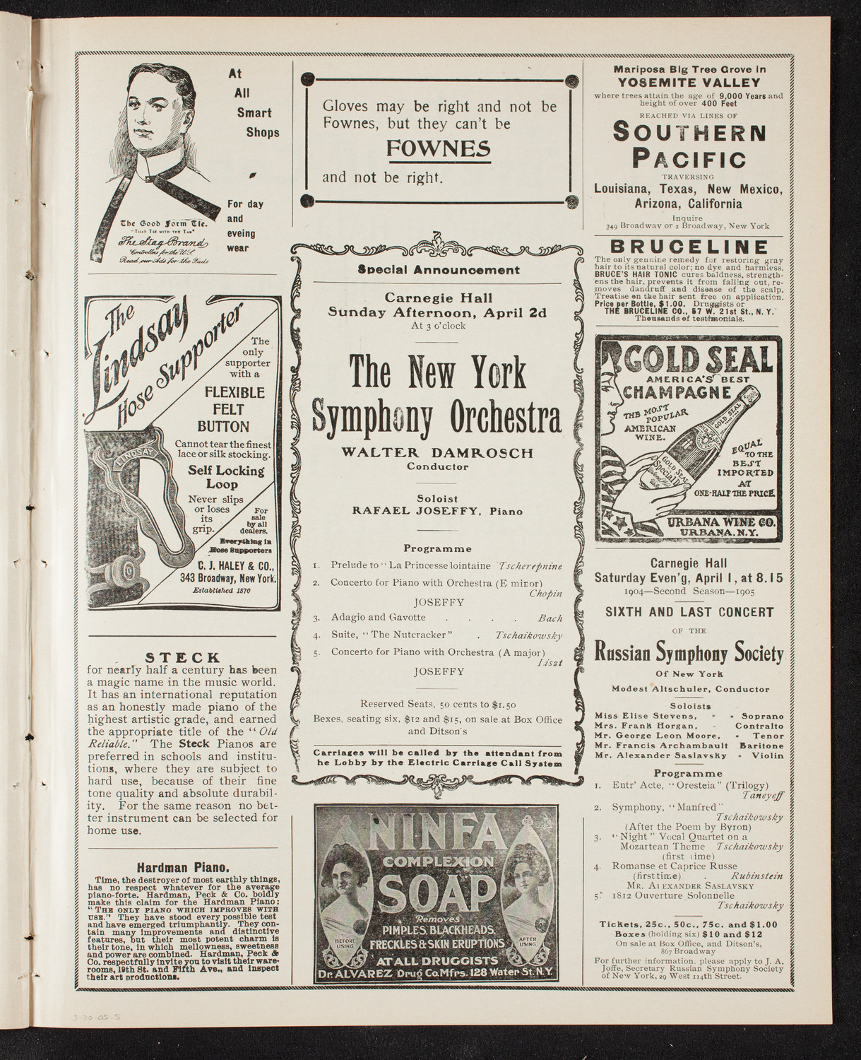 Emma Eames, Soprano, and Eugène Ysaÿe, Violin, with the New York Symphony Orchestra, March 30, 1905, program page 9