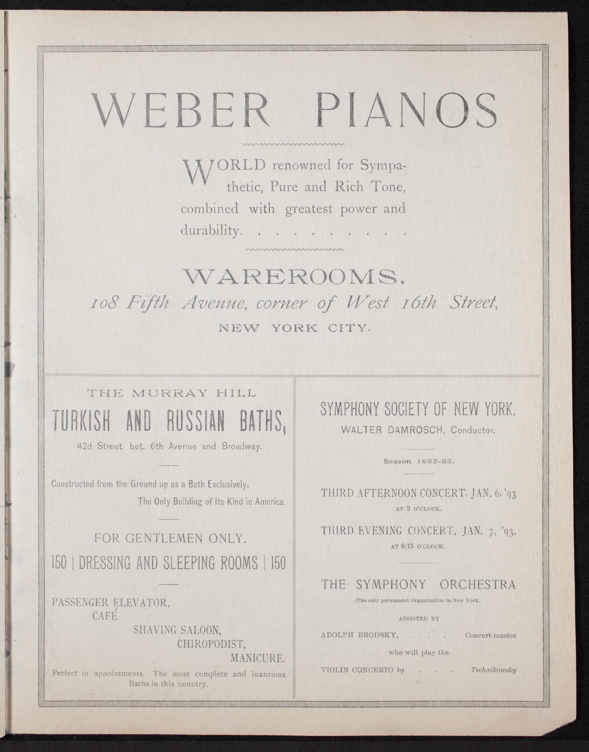 Damrosch Sunday Concert, December 4, 1892, program page 7