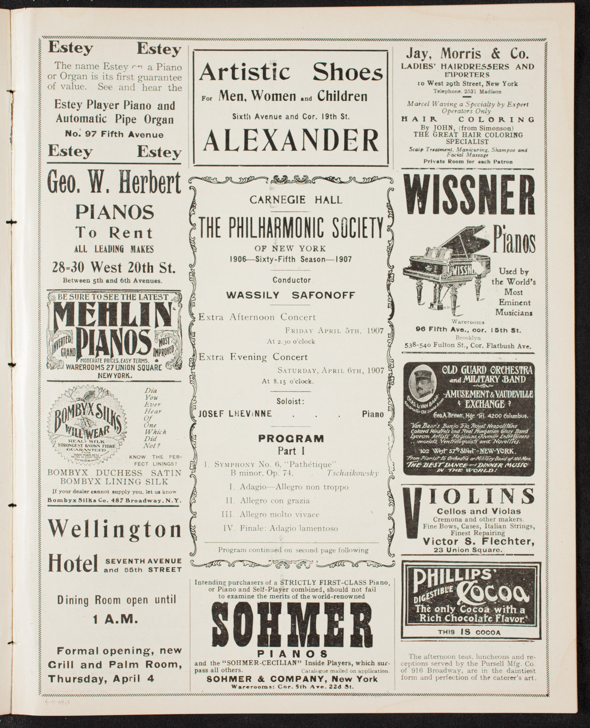 New York Philharmonic, April 5, 1907, program page 5