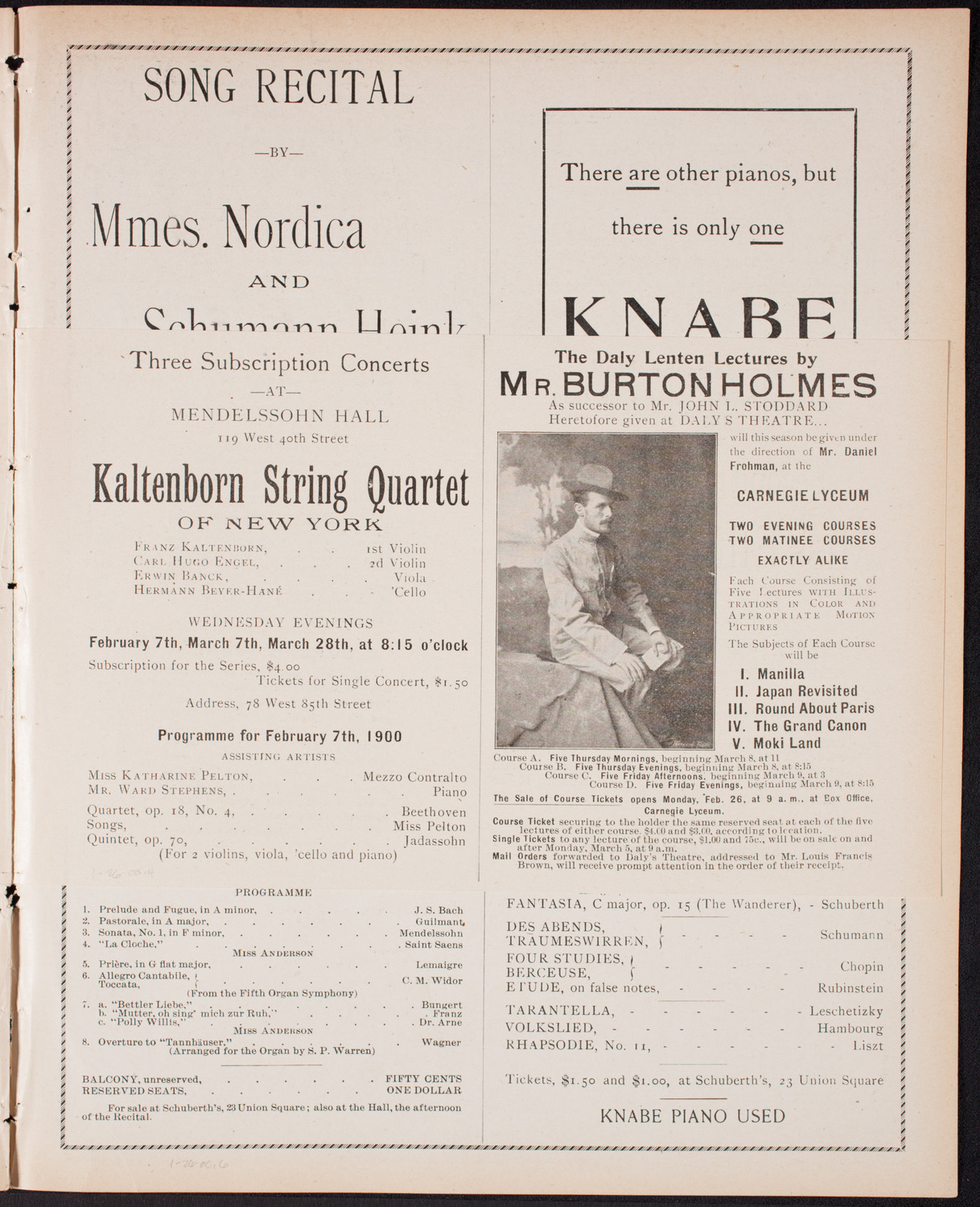 New York Philharmonic, January 26, 1900, program page 7