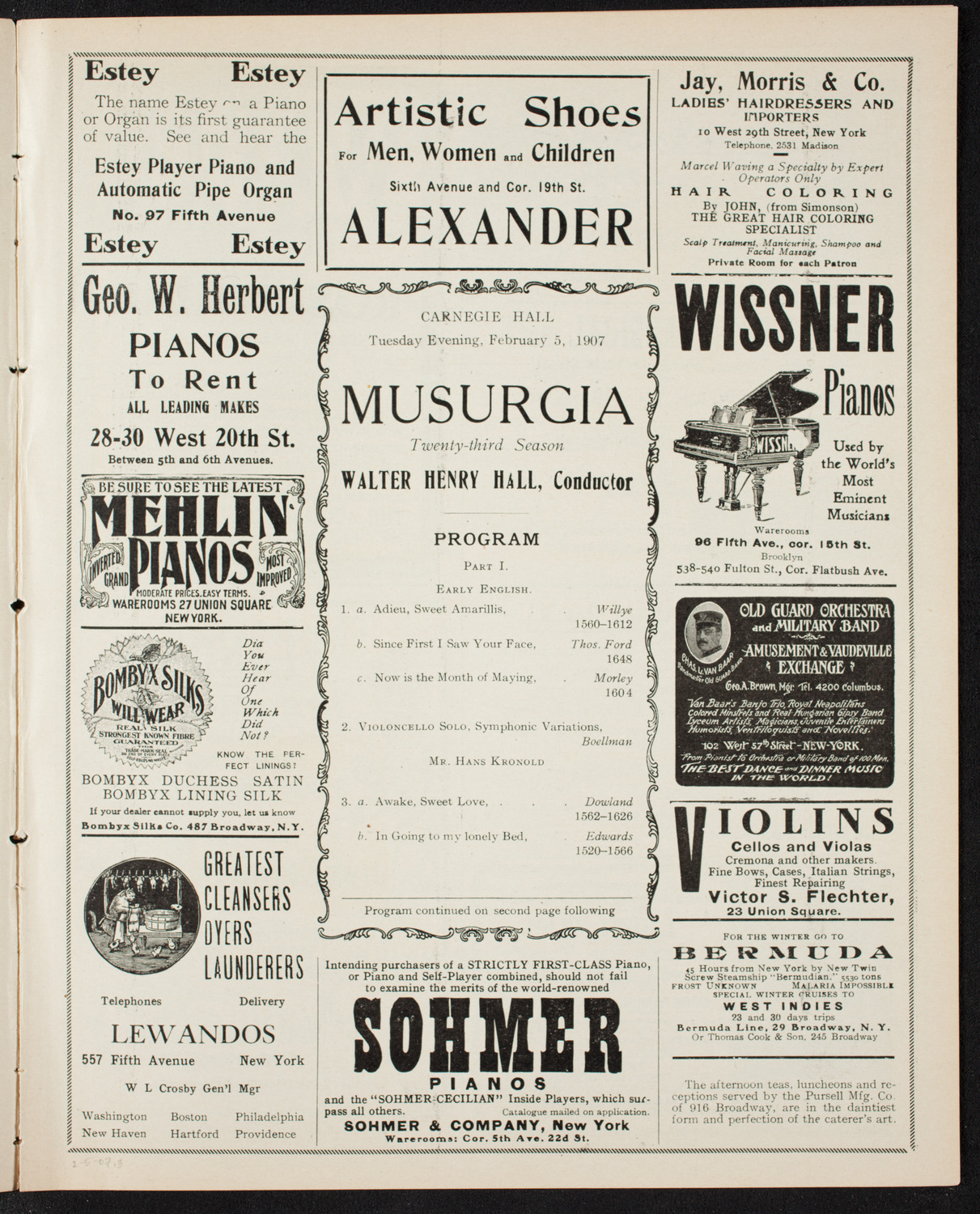 Musurgia, February 5, 1907, program page 5