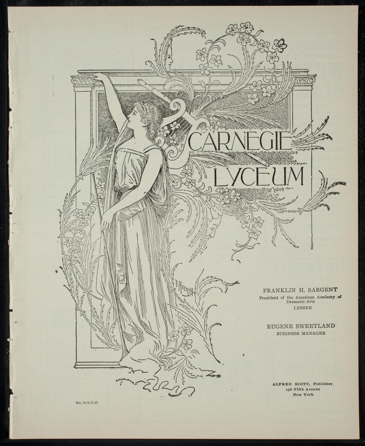 Columbia Varsity Show 1903, March 27, 1903, program page 1