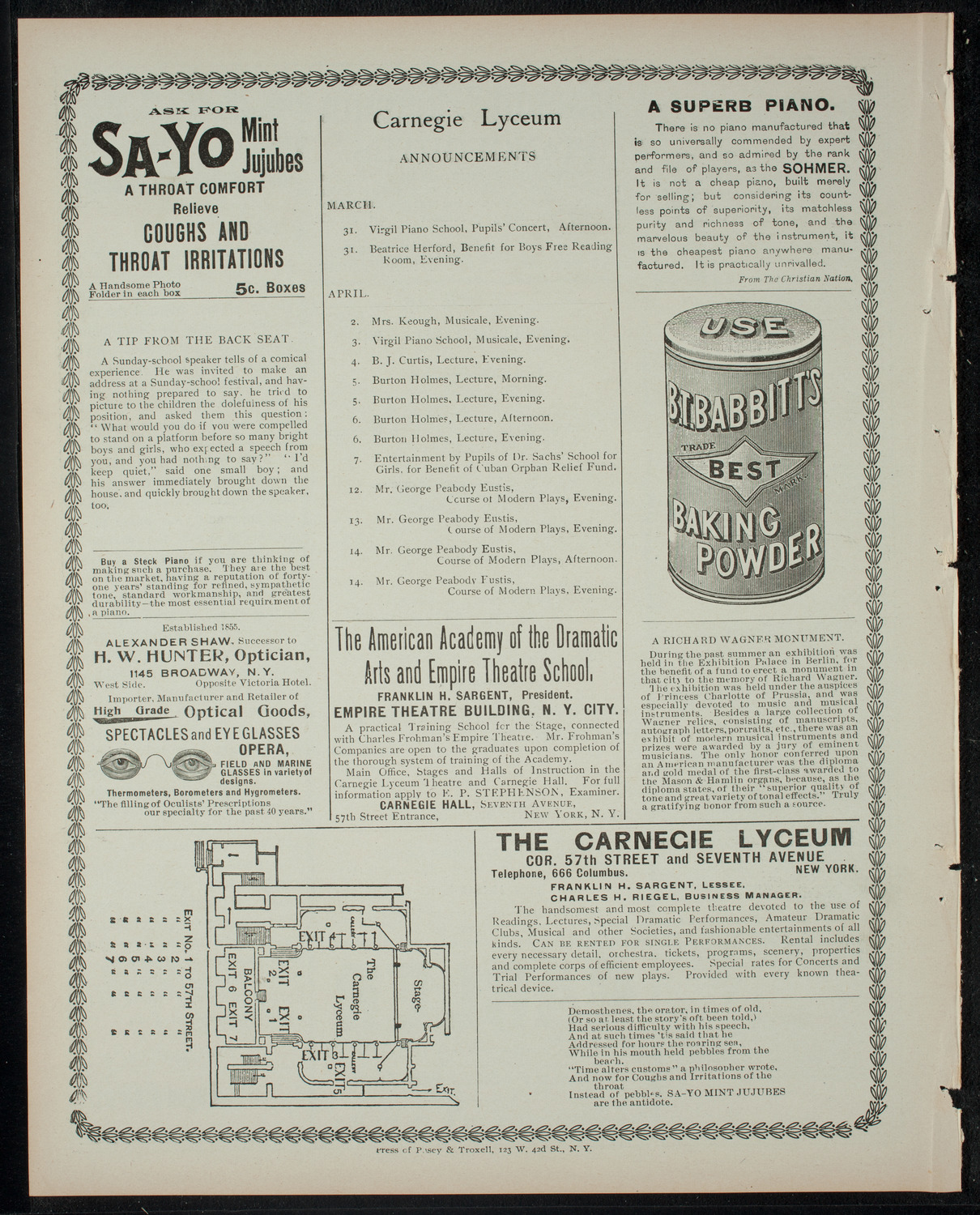 Comparative Literature Society, March 31, 1900, program page 4