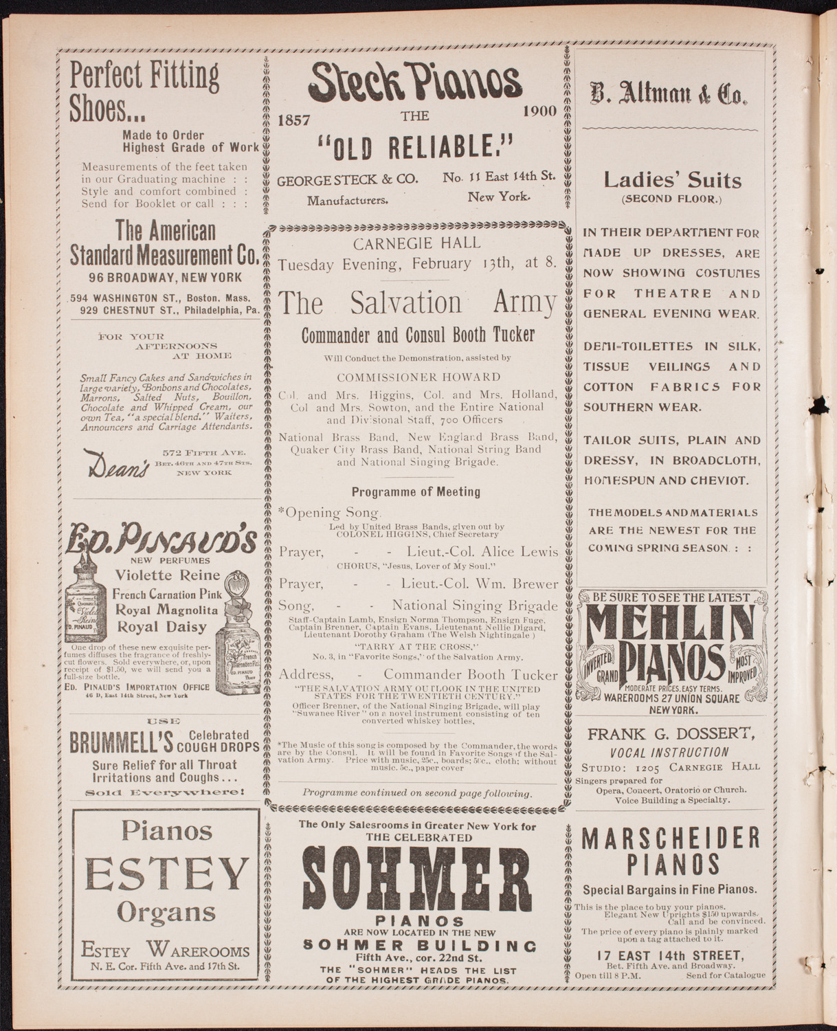 Meeting: The Salvation Army, February 13, 1900, program page 4