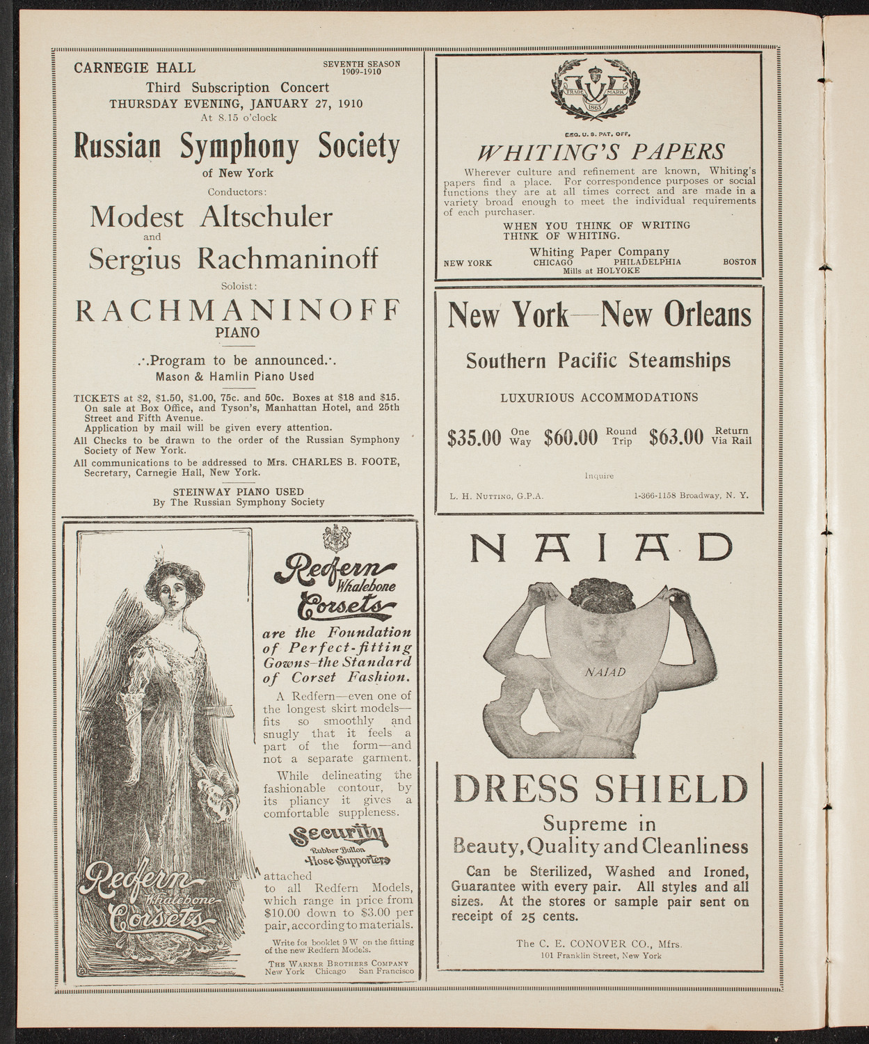 Russian Symphony Society of New York, January 1, 1910, program page 2