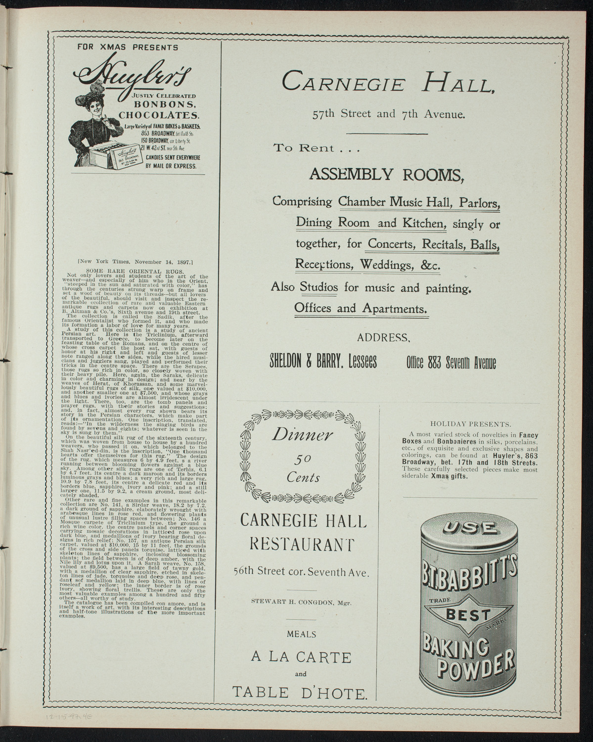 Amateur Comedy Club, December 15, 1897, program page 7