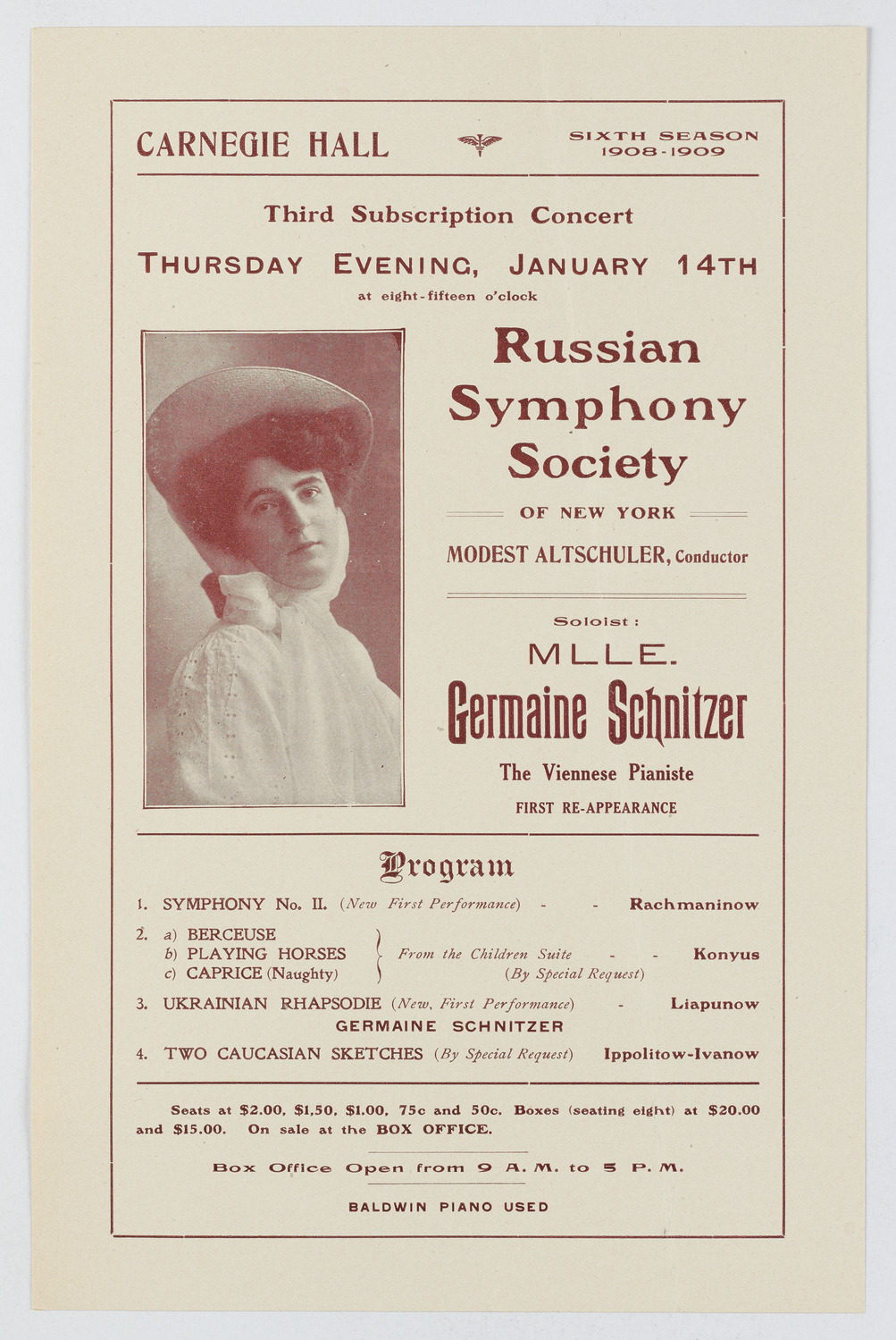 Russian Symphony Society of New York, January 14, 1909