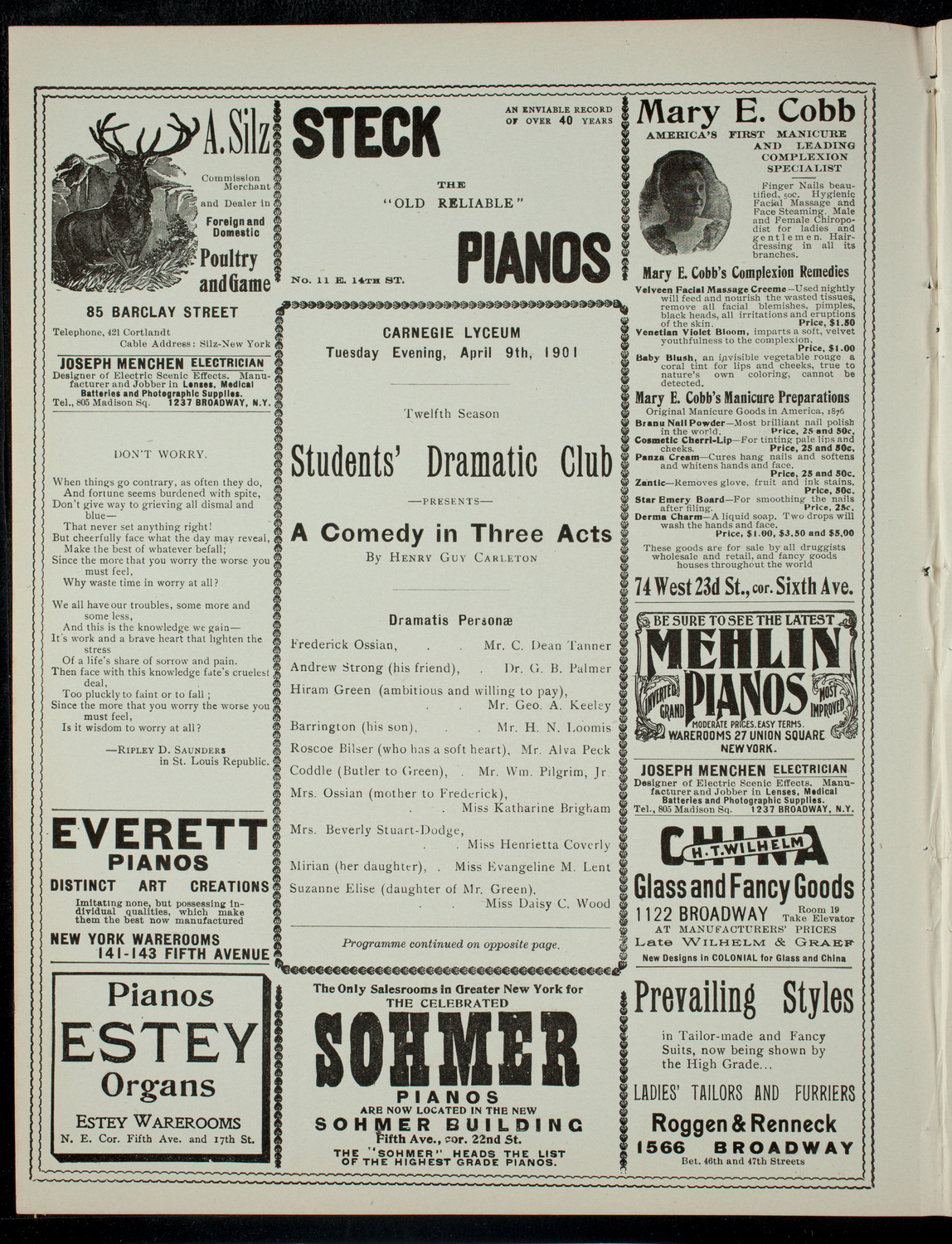 Students' Dramatic Club, April 9, 1901, program page 2