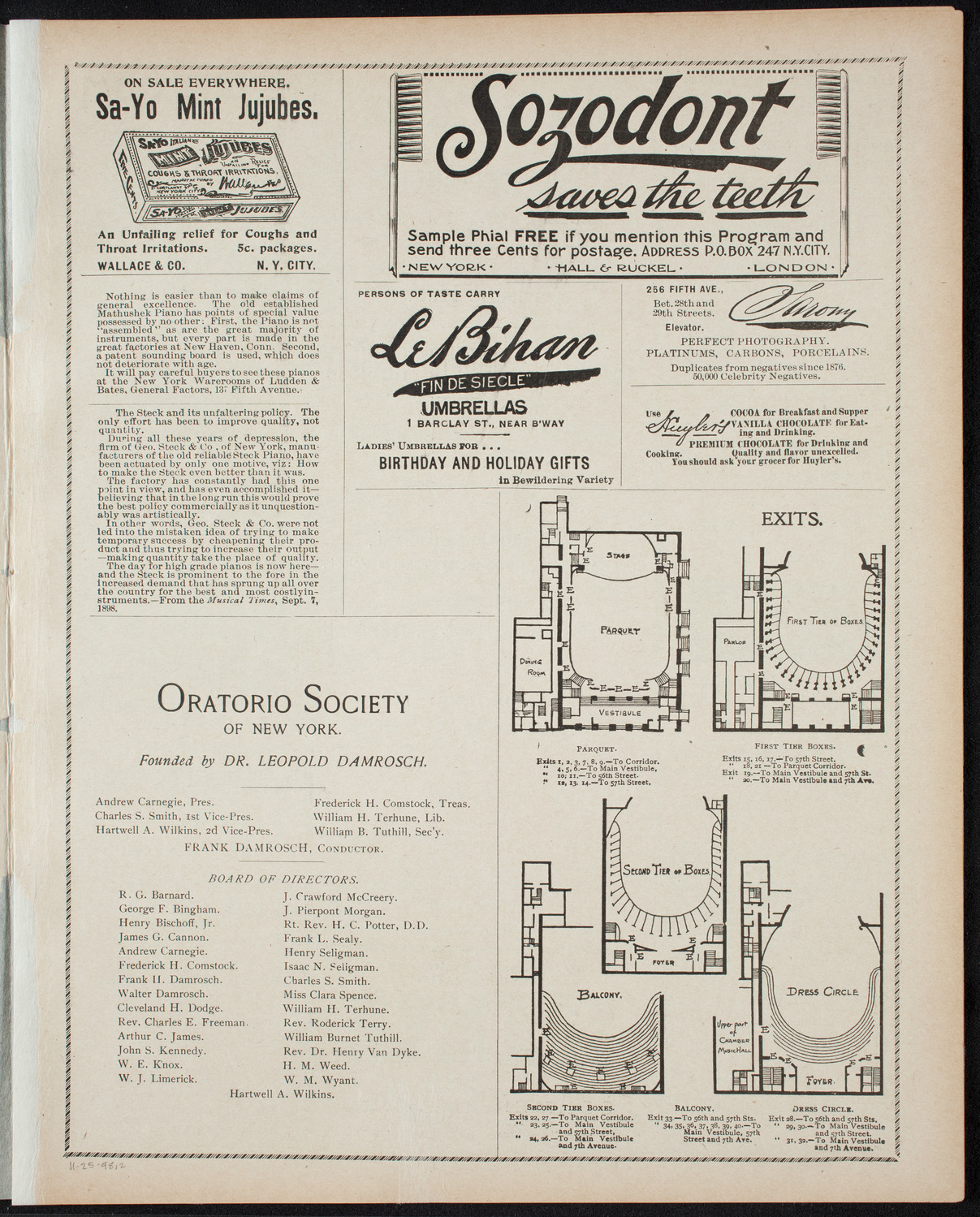 New York Philharmonic, November 25, 1898, program page 3