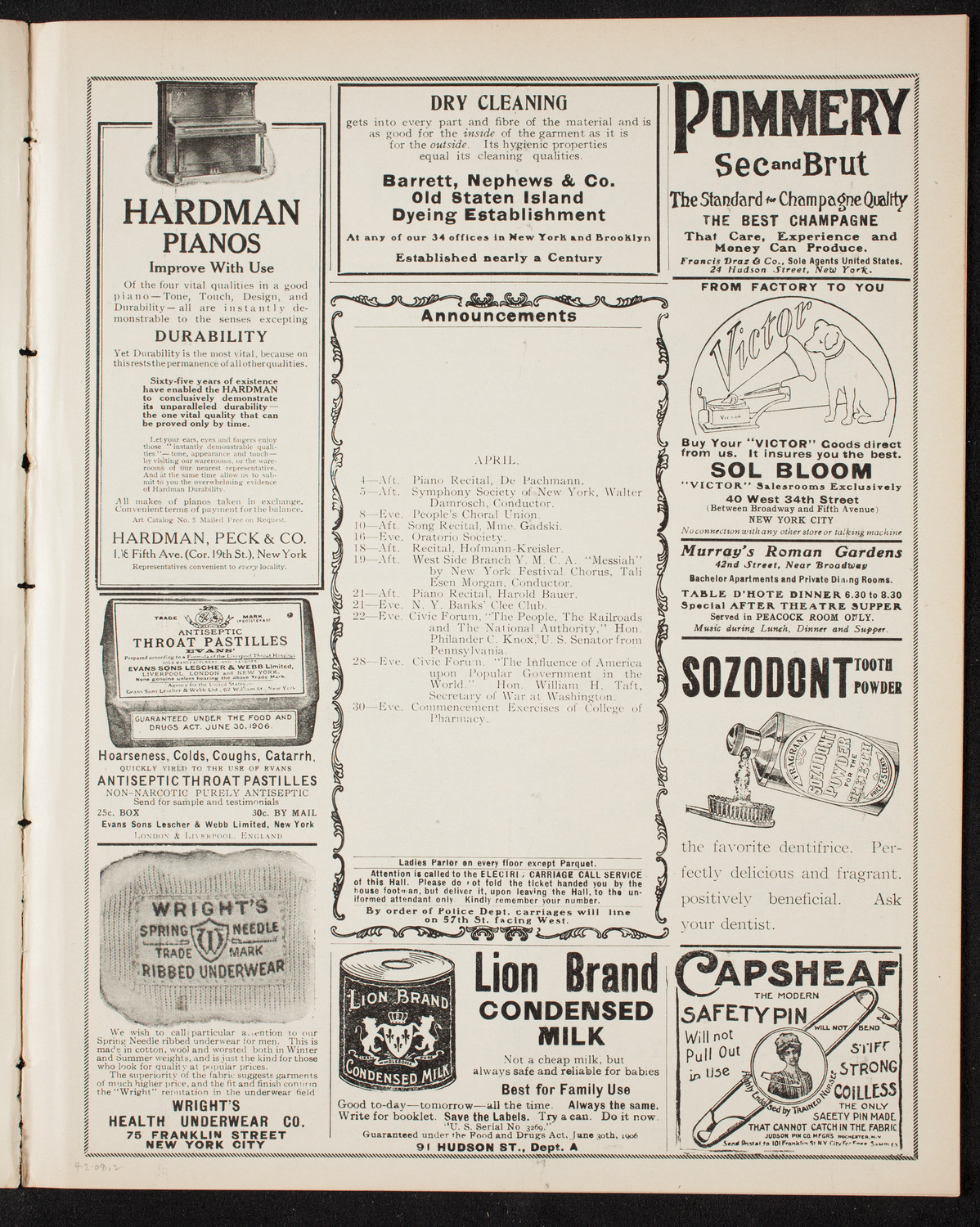 Goethe Festival Faust Centenary, April 2, 1908, program page 3