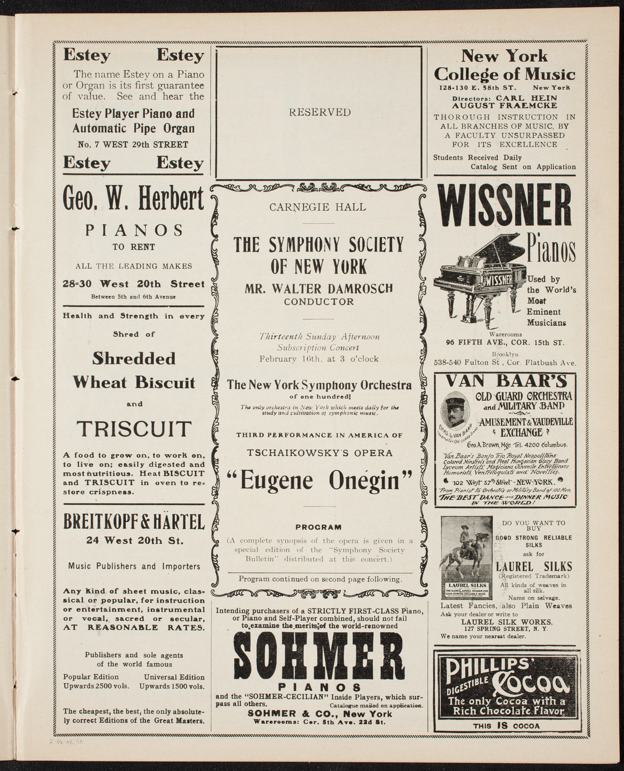 New York Symphony Orchestra, February 16, 1908, program page 5