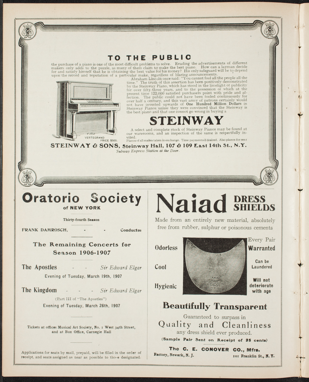 Lillian Nordica, Soprano, with the New York Philharmonic, January 8, 1907, program page 4