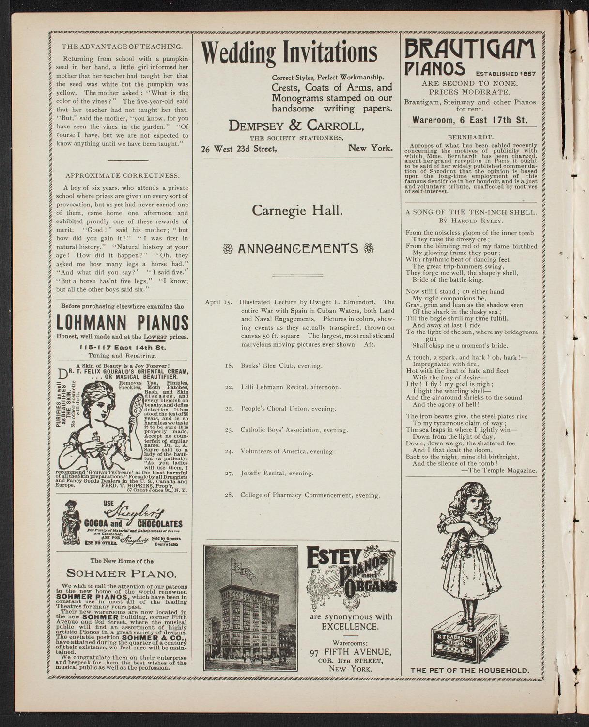 Amicitia Orchestral Concert, April 14, 1899, program page 2