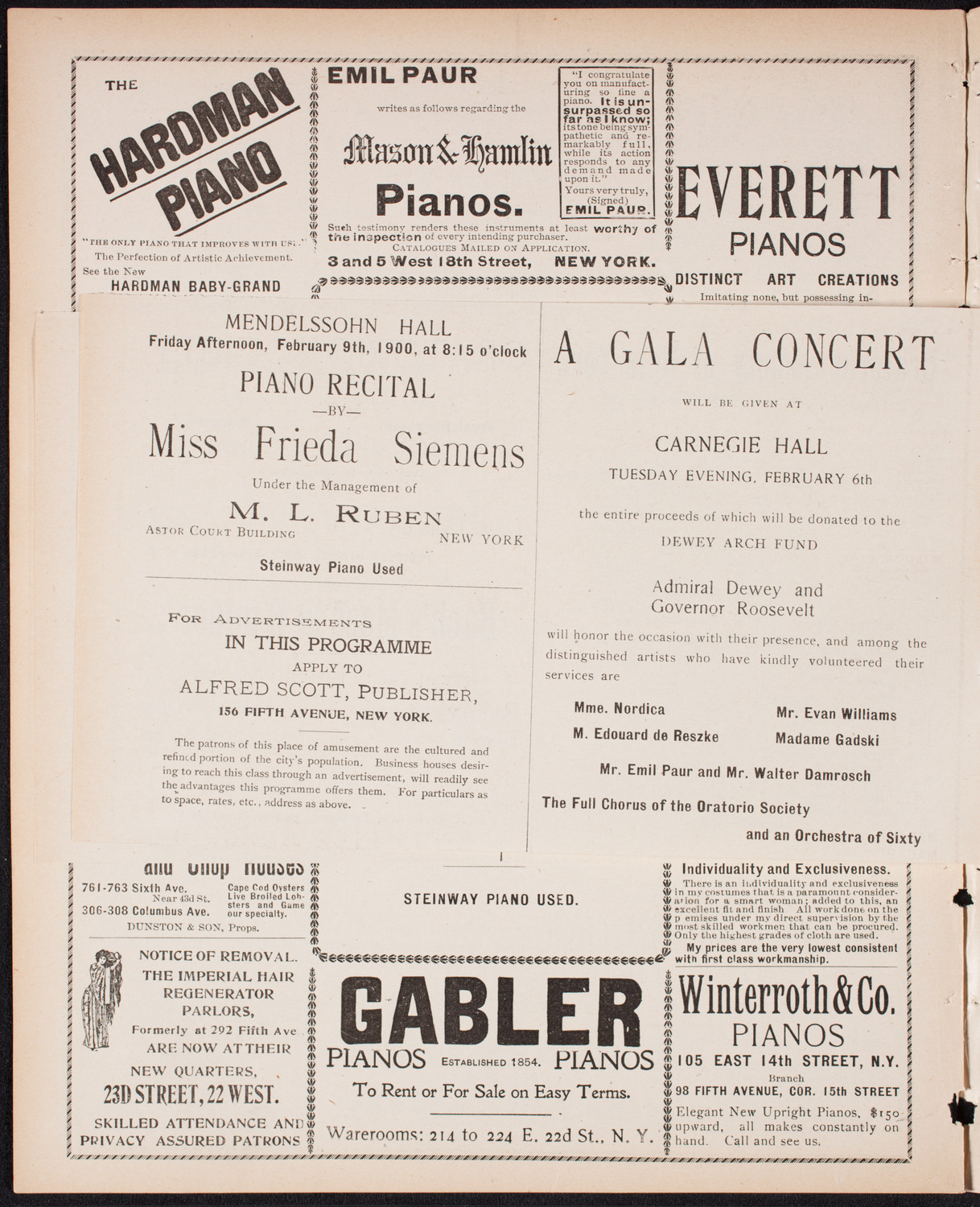 Lillian Nordica, Soprano, and Ernestine Schumann-Heink, Contralto, February 1, 1900, program page 10