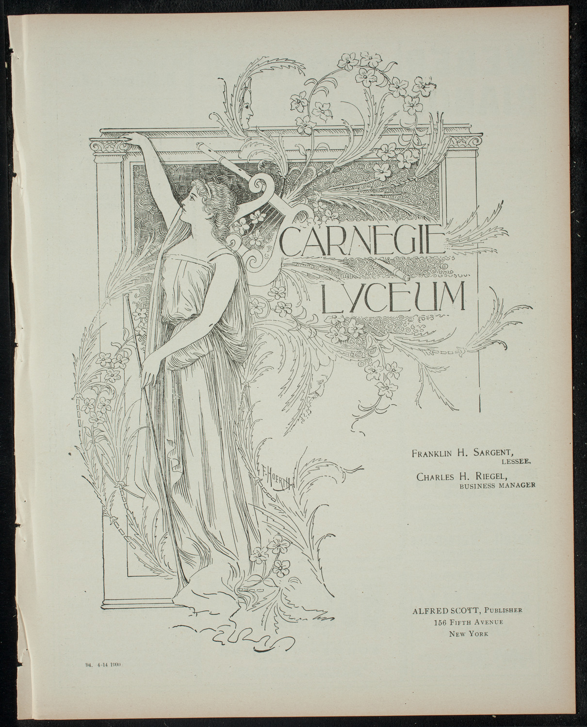 Comparative Literature Society, April 14, 1900, program page 1