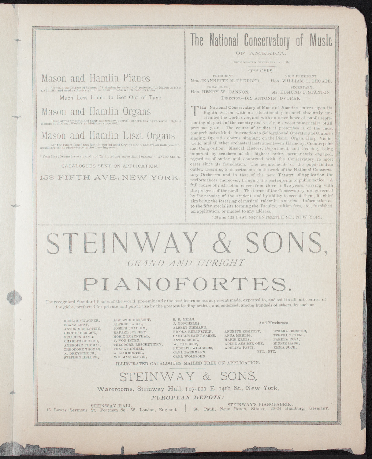 David Bimberg and Others, November 30, 1892, program page 3