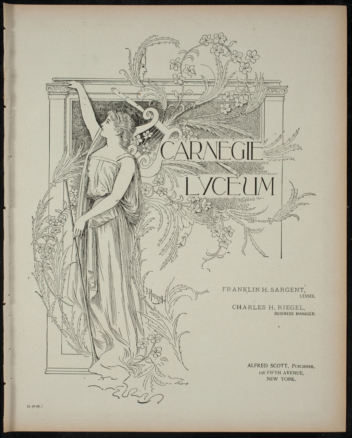 Isis League of Music and Drama Student Production, November 19, 1898, program page 1