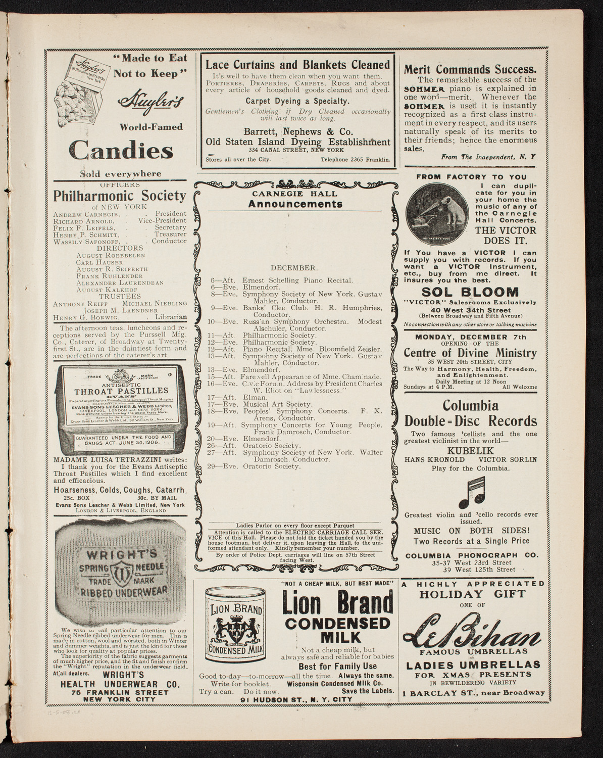Boston Symphony Orchestra, December 5, 1908, program page 3