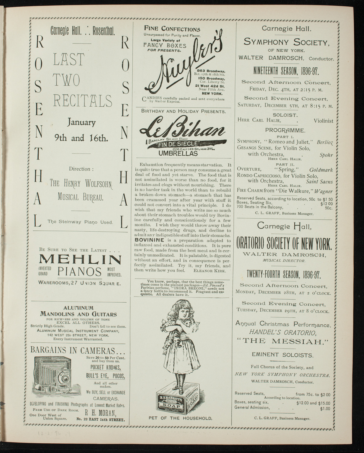 Oratorio Society of New York, December 2, 1896, program page 7