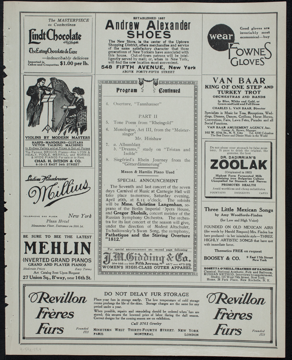 Russian Symphony Society of New York, April 25, 1913, program page 7