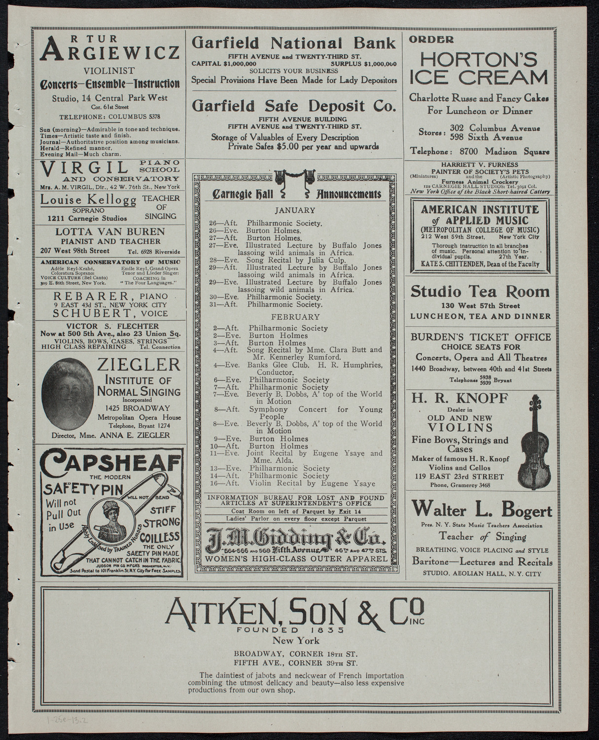 Russian Symphony Society of New York, January 25, 1913, program page 3