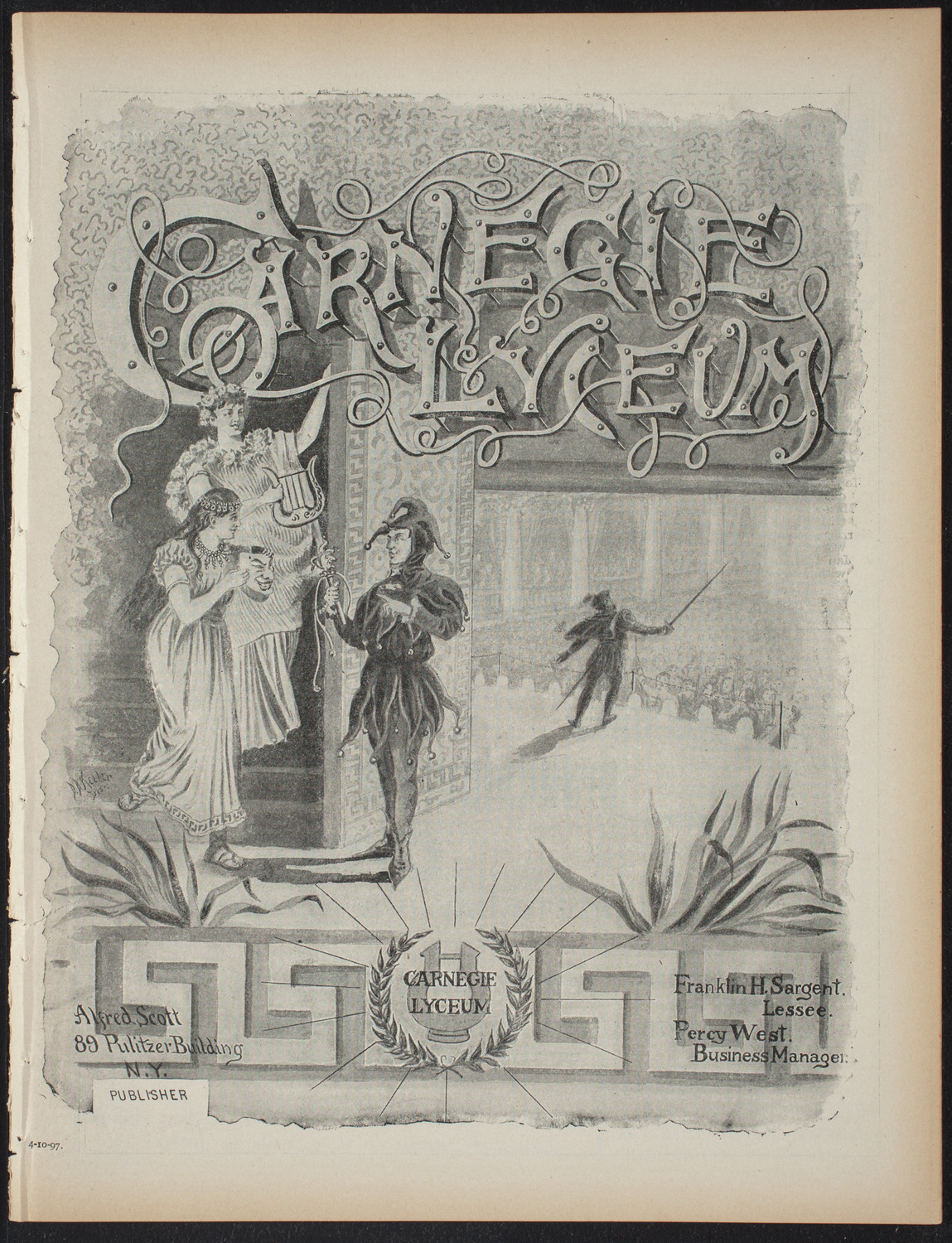 Saturday Morning Conferences on Comparative Literature, April 10, 1897, program page 1