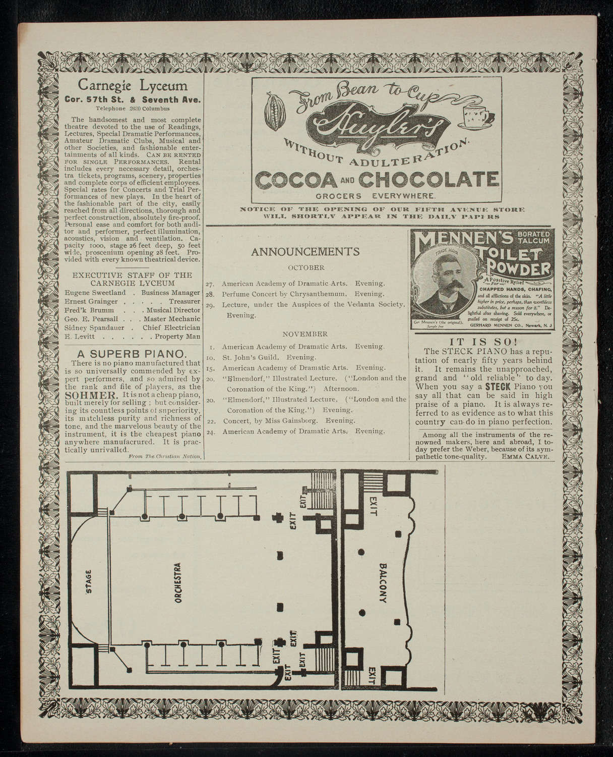 Academy Stock Company of the American Academy of Dramatic Arts and Empire Theatre Dramatic School, October 27, 1902, program page 4