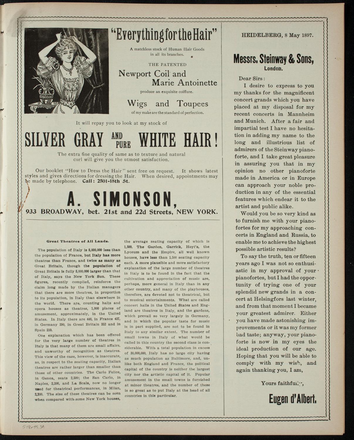 Academy of All Saints Musicale, May 18, 1899, program page 5