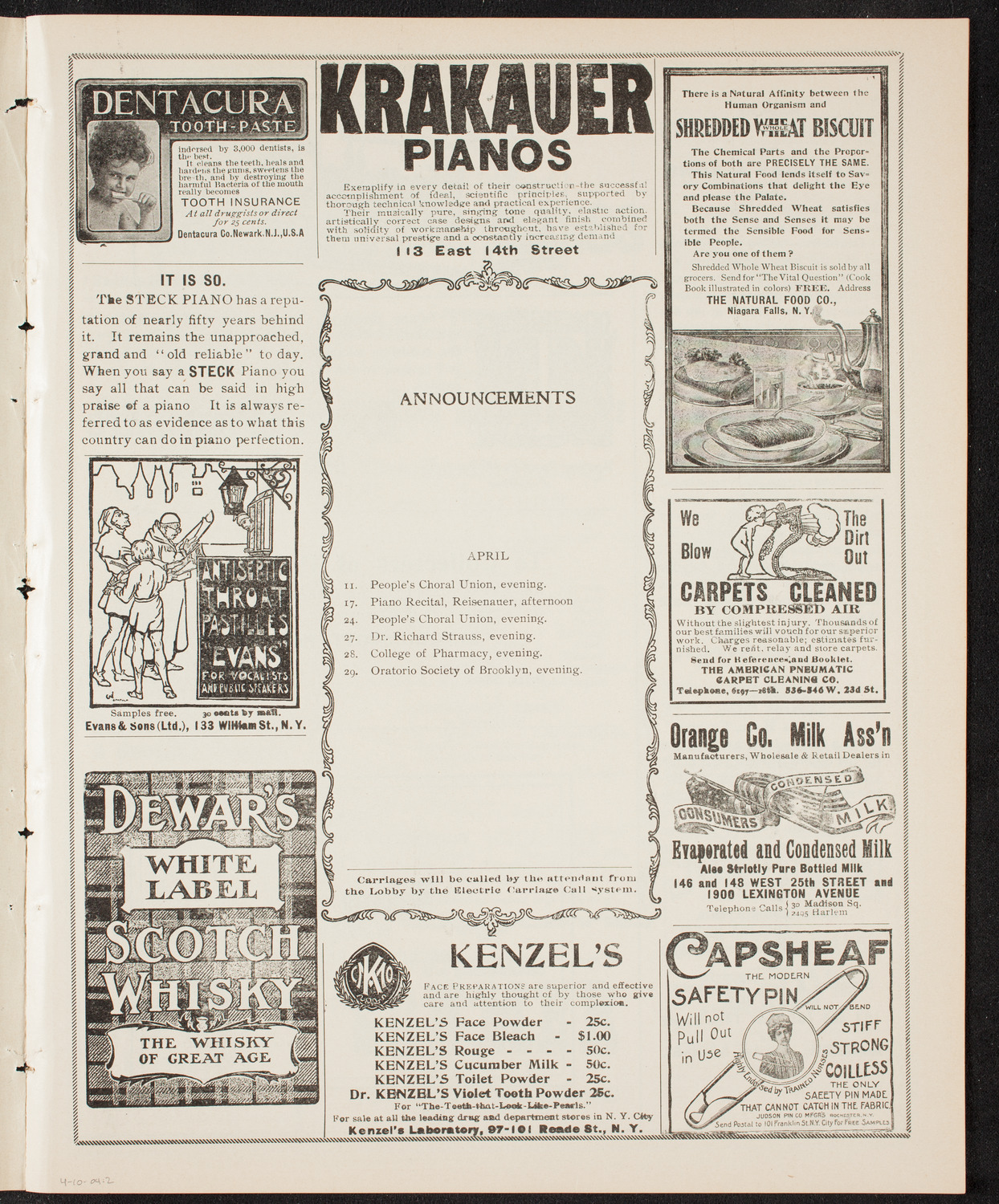 Gaelic Society Annual Concert, April 10, 1904, program page 3